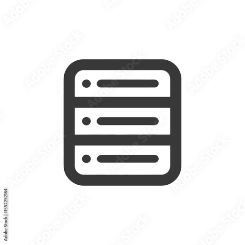 Minimalist Server Rack Icon with Rounded Edges and Gray Fill