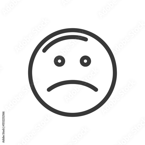 Minimalist Sad Face Icon: Simple Black Outline on White Background