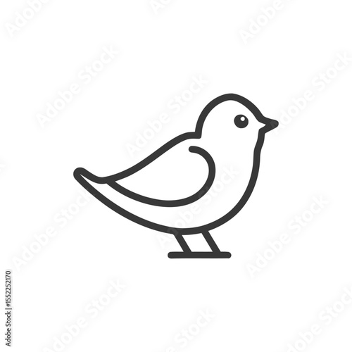 Minimalist Bird Icon: Simple Line Art Illustration on White Background
