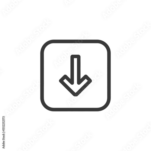 Simple Download Icon: Arrow in Rounded Square, Minimalist Design