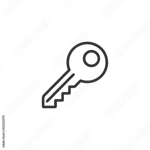 Minimalist Key Icon: Simple Security Symbol on White Background
