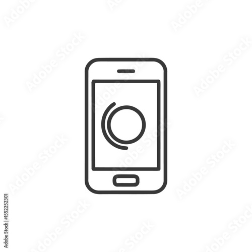 Minimalist Smartphone Icon with Circular Loading Symbol, Outline Style