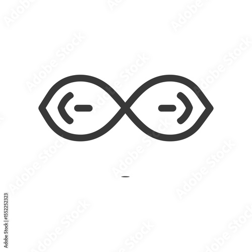 Abstract Infinity Symbol with Arrows, Minimalist Design on White Background