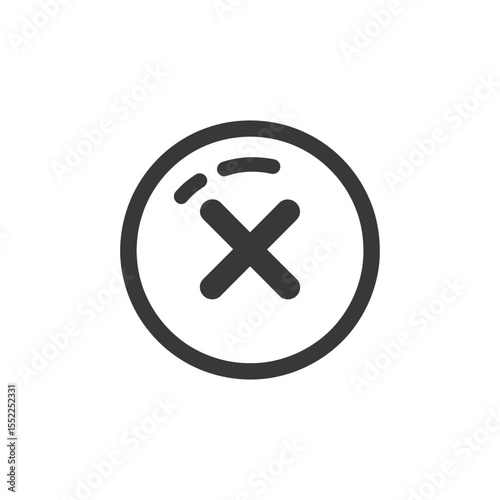 Simple Dark Gray Circle with X Icon on White Background