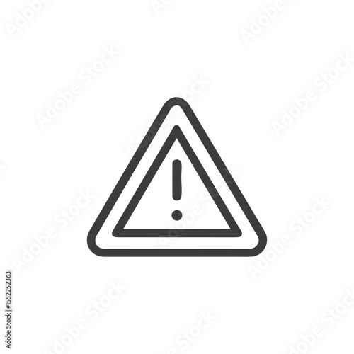 Minimalist Warning Sign: Black Outline Triangle with Exclamation Point on White Background