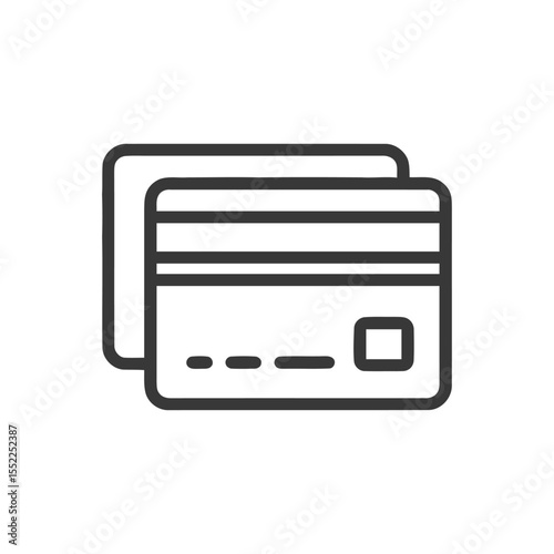 Minimalist Credit Card Icon: Financial Transaction Symbol, Outline Style