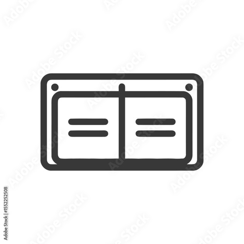 Minimalist Icon of a Double Window with Horizontal Bars and Rounded Frame