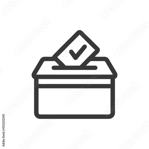Simple Icon of Ballot Box with Checkmark on Vote