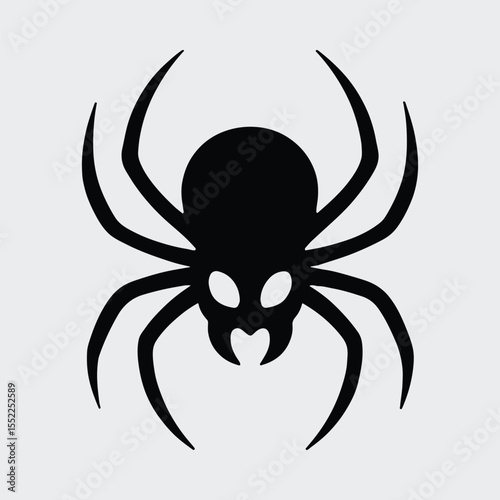 Silhouette spider skull spooky halloween arachnid vector illustration