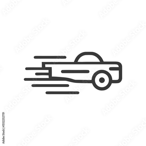 Sleek Car Icon with Motion Lines on White Background