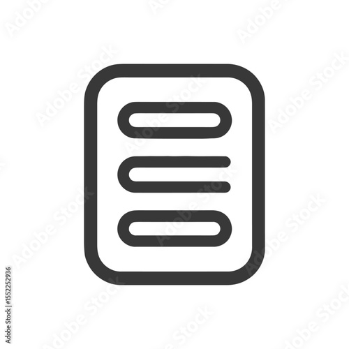 Minimalist Document Icon: Rounded Rectangle with Three Horizontal Lines