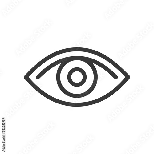 Minimalist Eye Icon: Simple Line Art Vision Symbol on White Background