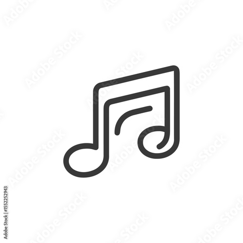 Minimalist Music Note Icon: Clean Line Art on White Background