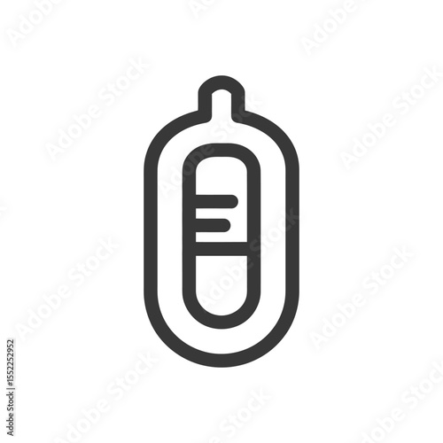 Minimalist Outline Icon of a Thermometer on White Background