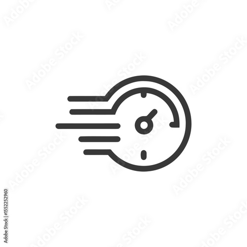 Speedometer Icon with Motion Lines, Fast Velocity Concept, Minimalist Design