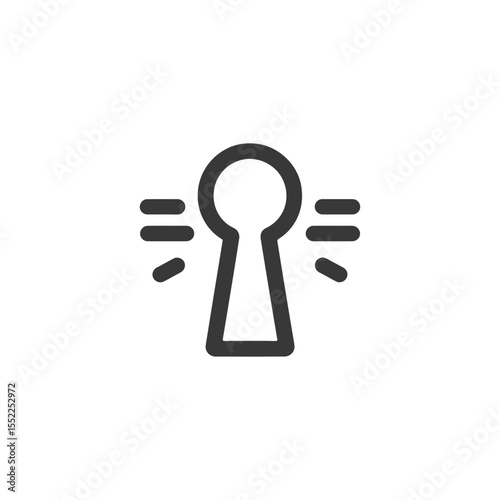Minimalist Keyhole Icon with Radiating Lines on White Background