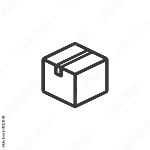 Minimalist Outline of a Sealed Cardboard Box on White Background