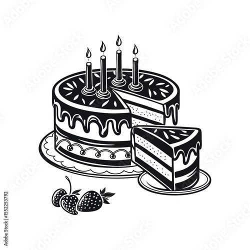 Delicious Birthday Cake with Strawberries A Sweet Celebration