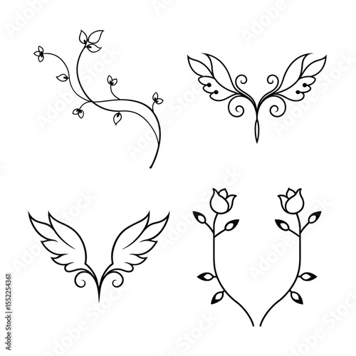 decorative Victorian floral line break bundle
