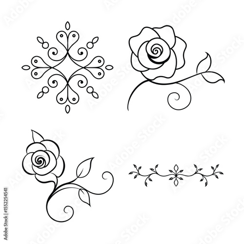 decorative Victorian floral line break bundle