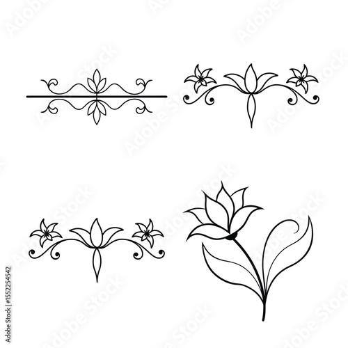 decorative Victorian floral line break bundle