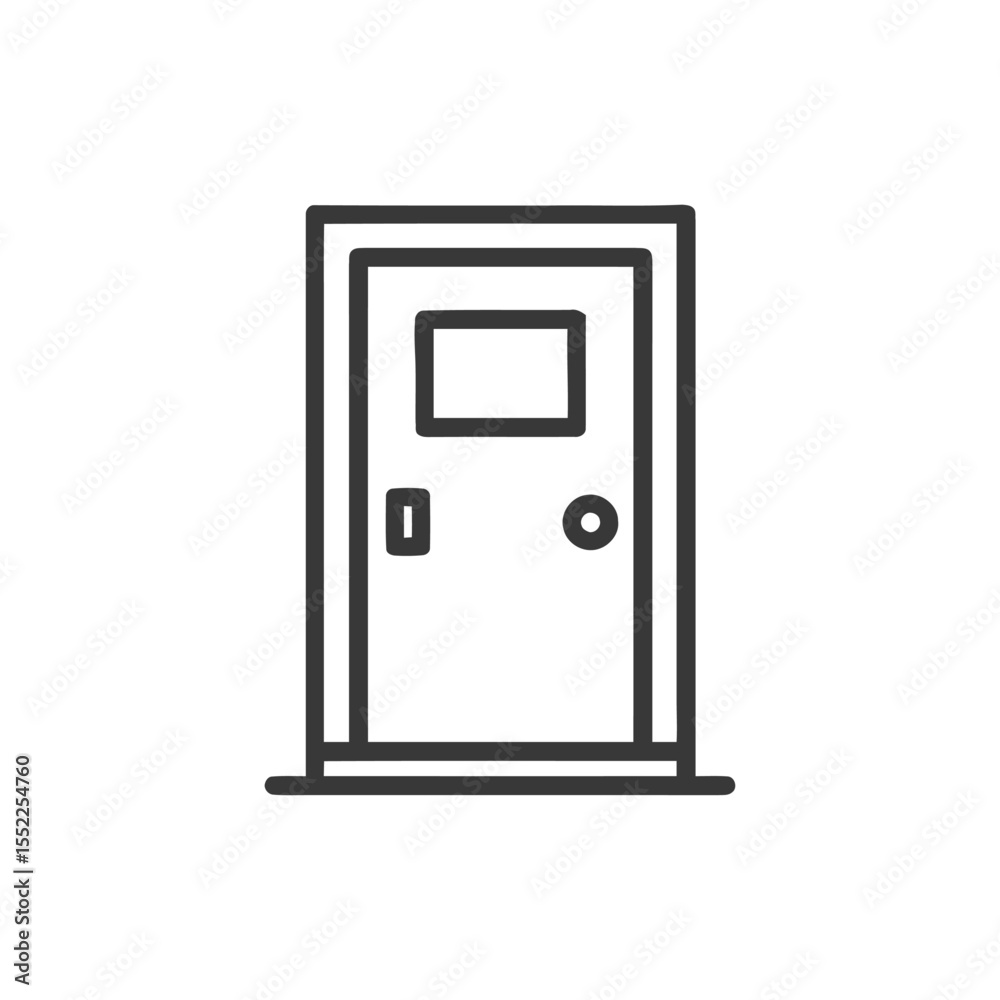 Minimalist Door Icon: Clean Line Art on White Background Minimalist Door Icon: Clean Line Art on White Background