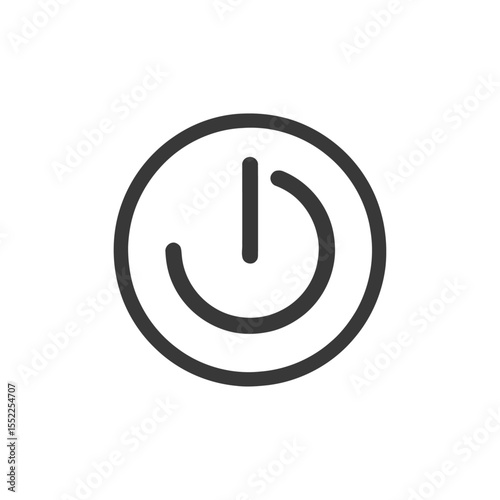 Minimalist Power Button Icon: Sleek, Modern Design on White Background