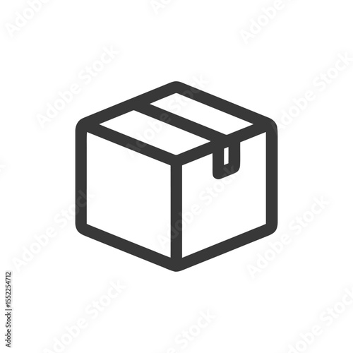 Minimalist Box Icon: Isometric Outline for Delivery and Storage