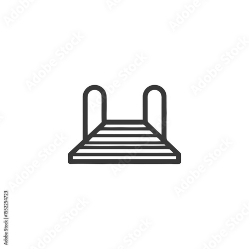 Minimalist Pool Ladder Icon: Simple Black Outline on White Background