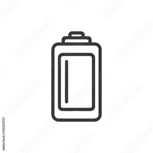 Minimalist Battery Icon: Bold Outline on White Background, Energy Symbol