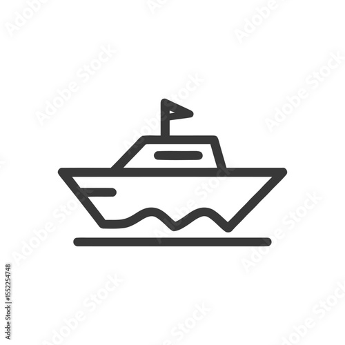Minimalist Boat Icon: Stylized Vessel on Water, Simple Line Art