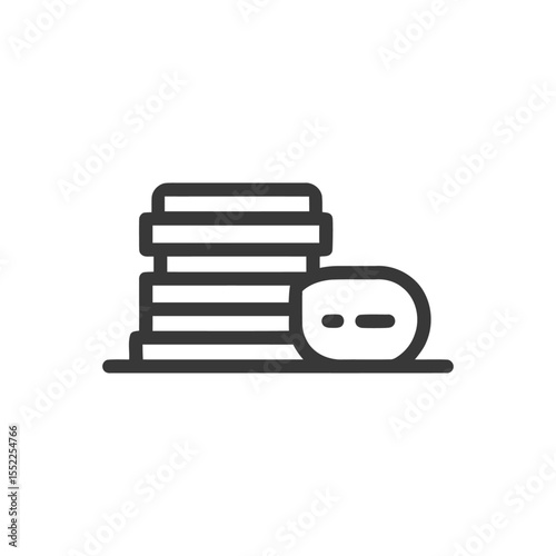 Stack of Coins with Speech Bubble Icon, Minimalist Black and White Design