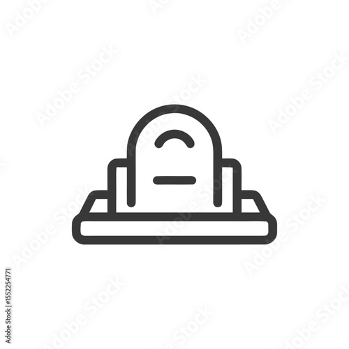 Minimalist Tombstone Icon: Simple Grave Marker Symbol on White Background