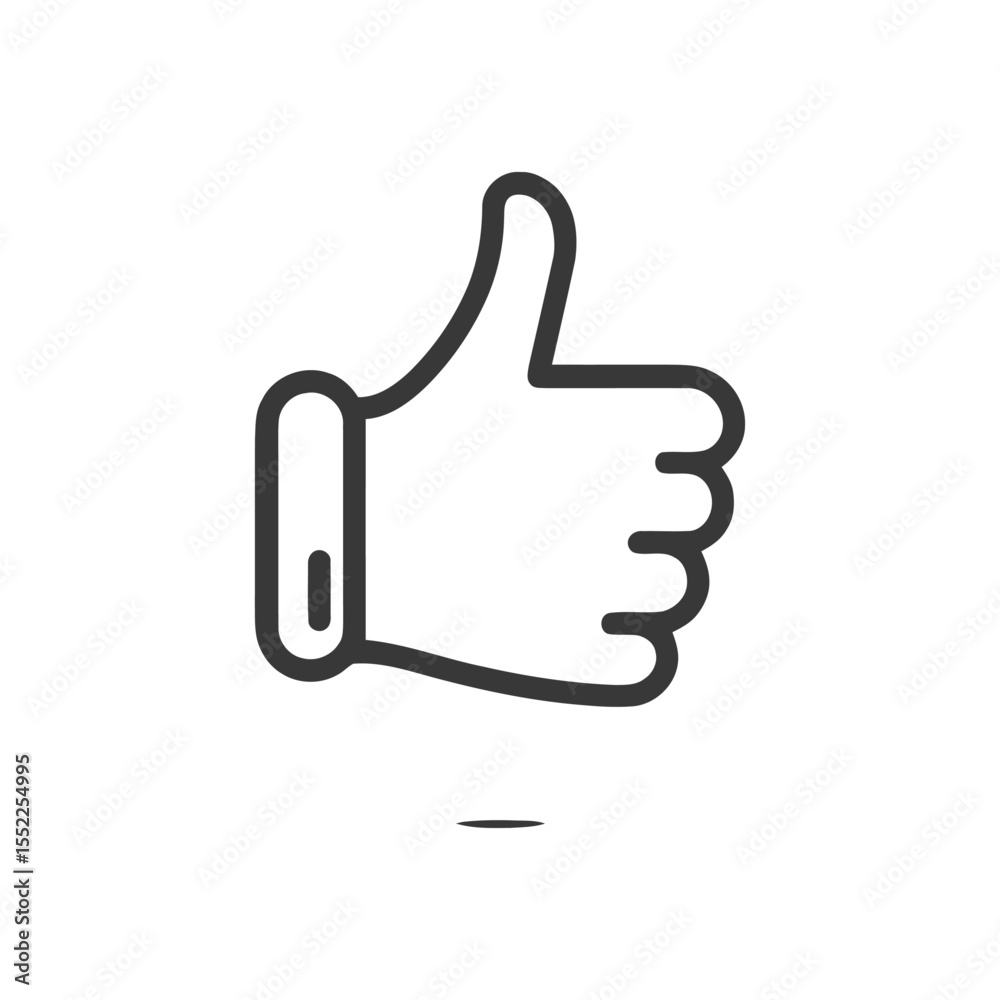 Minimalist Thumbs Up Icon: Bold Outline on White Background Minimalist Thumbs Up Icon: Bold Outline on White Background