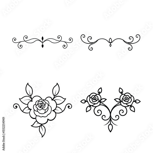 decorative Victorian floral line break bundle