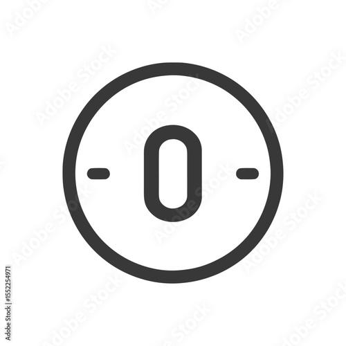 Minimalist Zero Icon: Bold Outline, Symmetrical Design, Clean White Background