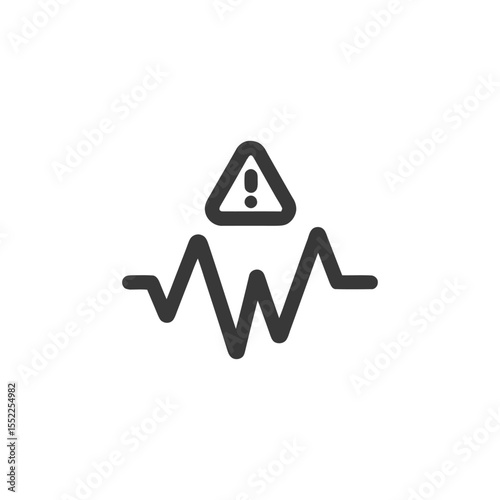 Warning Signal: Volatile Graph with Exclamation Point Icon, Dark Gray on White