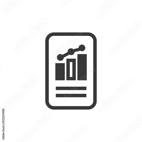 Rising Bar Graph Icon on Rounded Rectangle, Business Growth Symbol
