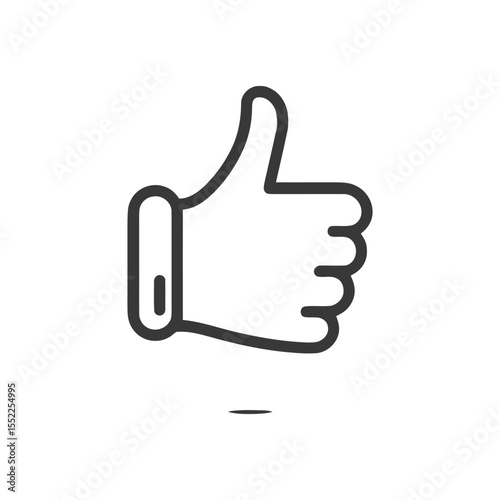 Minimalist Thumbs Up Icon: Bold Outline on White Background