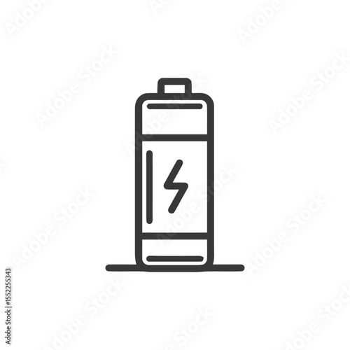 Minimalist Battery Icon with Lightning Bolt Symbol on White Background