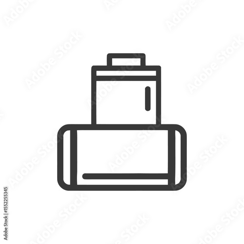 Minimalist Icon of a Battery Pack, Black Outline on White Background