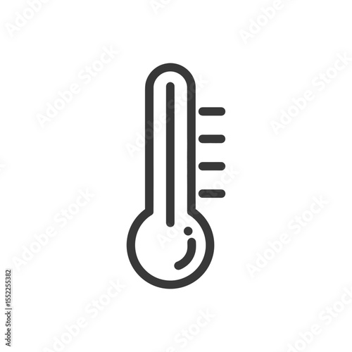 Minimalist Thermometer Icon: Temperature Measurement, Weather Forecast Symbol