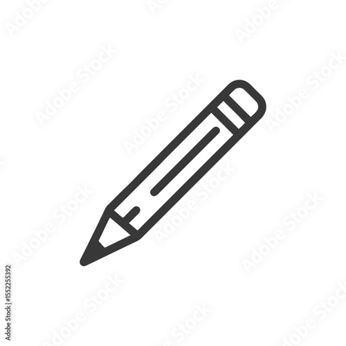 Minimalist Pencil Icon: Clean Line Art on White Background