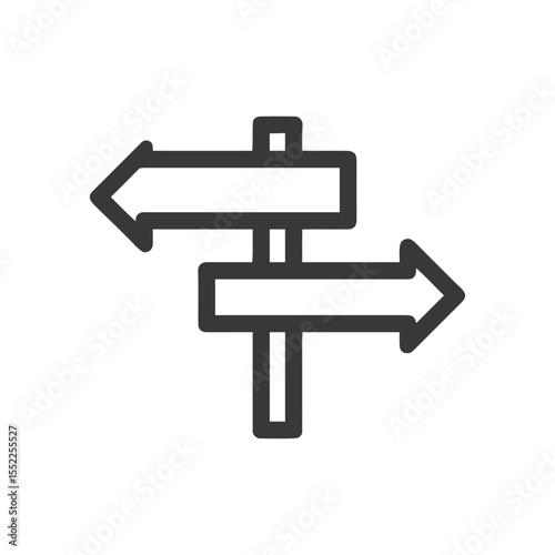 Directional Signpost Icon: Left and Right Arrows, Minimalist Design