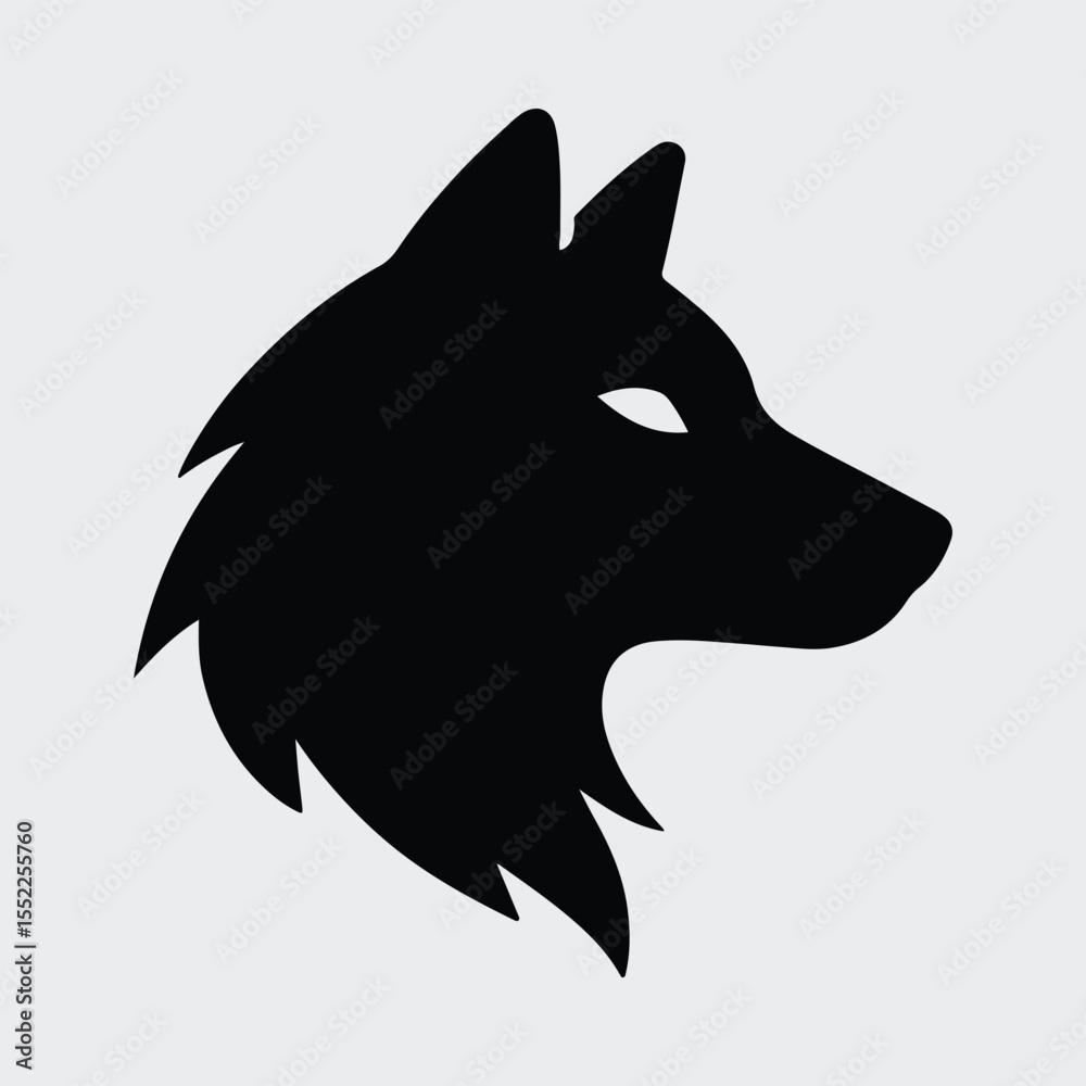 Obraz premium Silhouette wolf head facing right side profile Vector illustration