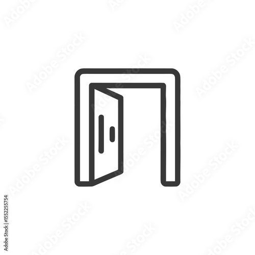 Open Doorway Icon: Simple Line Art Symbolizing Opportunity and New Beginnings