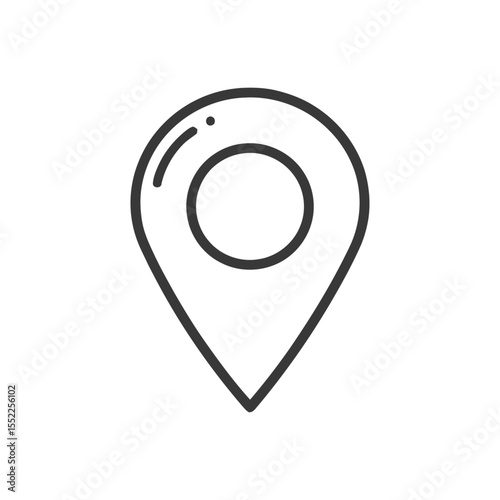Minimalist Location Pin Icon: Clean, Modern Design on White Background
