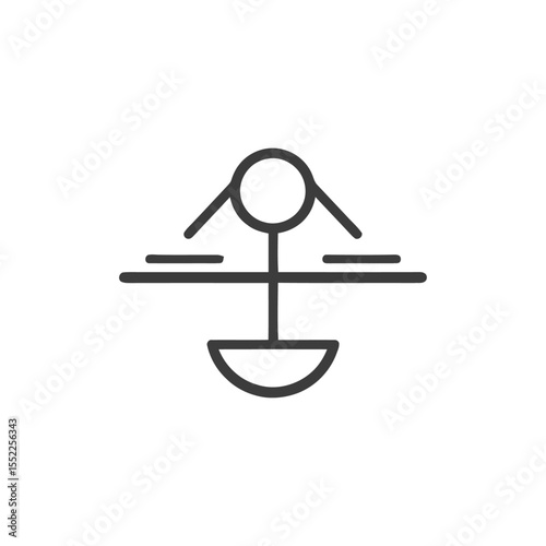 Minimalist Icon: Abstract Symbol with Circle, Lines, and Semicircle on White Background