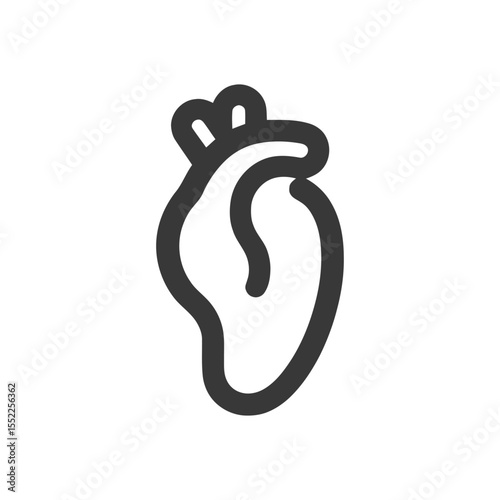 Stylized Human Heart Icon: Bold Outline, Anatomical Symbolism, Medical Design
