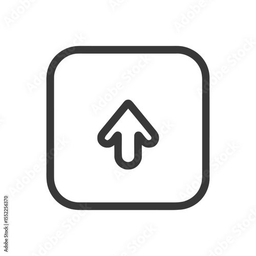 Minimalist Up Arrow Icon in Rounded Square Frame, Gray on White Background